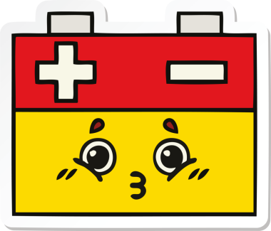 Bir insan tarafından çizilmiş şirin bir araba aküsünün çıkartması.