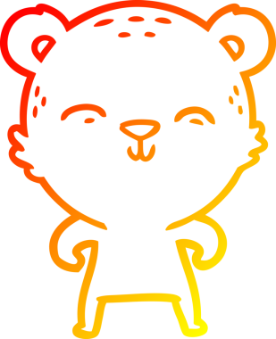 Bir insan tarafından çizilmiş mutlu çizgi film ayısının sıcak çizgi çizimi