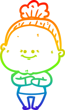 Gökkuşağı gradyan çizgi çizimi Bir insan tarafından çizilmiş mutlu yaşlı kadın