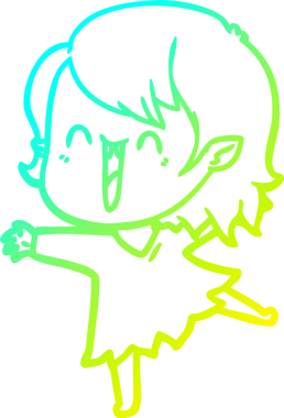 Bir insan tarafından çizilen mutlu vampir kız çizgi filminin soğuk gradyanı.