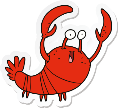 Bir insan tarafından çizilmiş bir ıstakozun çıkartması.