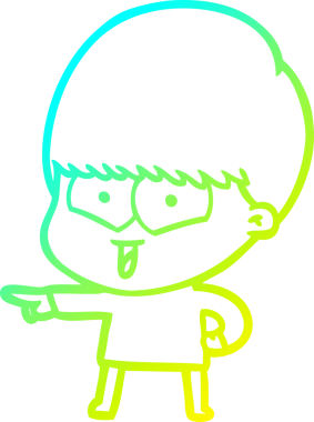 Bir çizgi film karakteri çizen soğuk çizgi bir insan tarafından çizilmiş mutlu çocuk.