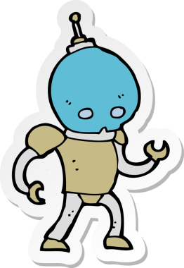 Bir insan tarafından çizilmiş uzaylı robotun çıkartması.