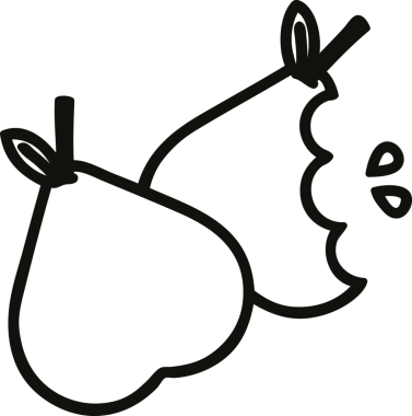 Bir insan tarafından çizilmiş ısırılmış armut simgesi