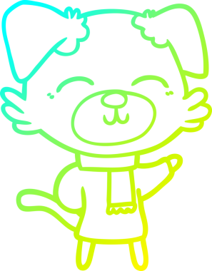 Bir insan tarafından çizilen çizgi film köpeğinin soğuk gradyan çizgisi.