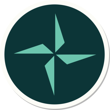 Bir insan tarafından çizilmiş geleneksel bir yıldız sembolü dövmesi çıkartması.