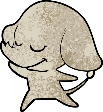 Bir insan tarafından çizilmiş gülümseyen bir fil.