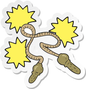 Bir insan tarafından çizilmiş ip atlayan bir çizgi film çıkartması.