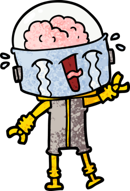 Bir insan tarafından çizilmiş ağlayan robot çizimi.