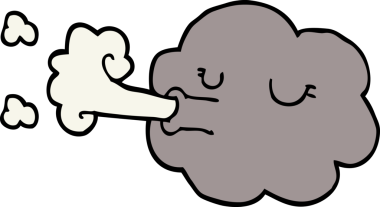 Çizgi film karalama bulutu bir insan tarafından çizilen fırtınayı emiyor