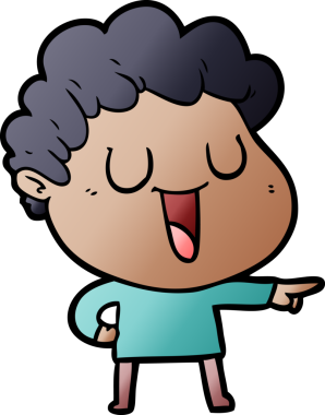 Bir insan tarafından çizilmiş gülen çizgi film adamı.