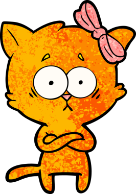 Bir insan tarafından çizilmiş çizgi film kedisi.