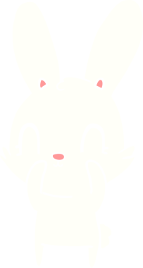 Bir insan tarafından çizilmiş düz renk çizgi film tavşanı.