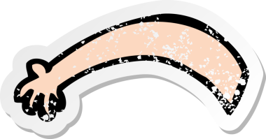 Bir insan tarafından çizilmiş bir karikatür kolunun gerilmiş çıkartması.