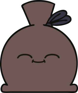 Bir insan tarafından çizilmiş şirin bir çuval karikatürü