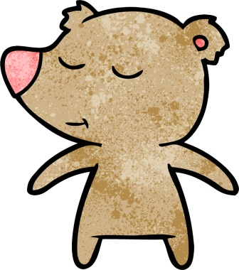 Bir insan tarafından çizilmiş mutlu çizgi film ayısı.