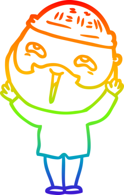 Bir insan tarafından çizilmiş mutlu sakallı bir adamın çizgi çizimi.