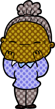 Bir insan tarafından çizilmiş barışçıl yaşlı bir kadın.