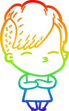 gökkuşağı gradyan çizimi bir çizgi film kızı bir insan tarafından çizilmiş.