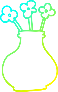 Bir insan tarafından çizilmiş karikatür çiçek vazosunun soğuk gradyan çizimi