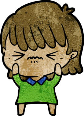 Bir insan tarafından çizilmiş kızgın çizgi film kızı.