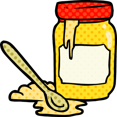 Bir insan tarafından çizilmiş bal kavanozu.