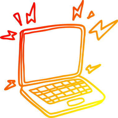 Bir insan tarafından çizilmiş bir dizüstü bilgisayarın sıcak gradyan çizimi
