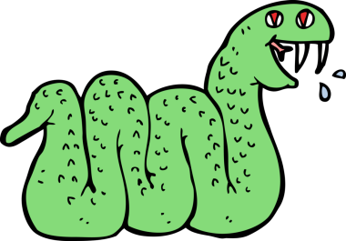 Bir insan tarafından çizilmiş çizgi film yılanı.