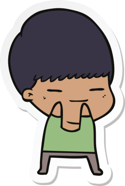 Bir insan tarafından çizilmiş kendini beğenmiş bir çocuğun çıkartması.