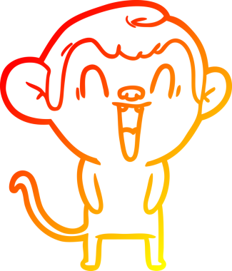 Bir insan tarafından çizilmiş gülen maymun çizgi çizimi.