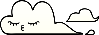 Bir insan tarafından çizilmiş beyaz bulutun gölgelenmiş çizimi