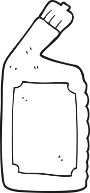 Bir insan tarafından çizilmiş siyah beyaz çizgi film temizlik ürünü.