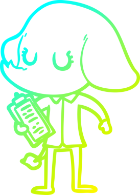 Bir insan tarafından çizilmiş şirin bir filin soğuk gradyan çizgisi