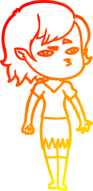 Bir insan tarafından çizilmiş bir vampir kız çizgi çizimi.