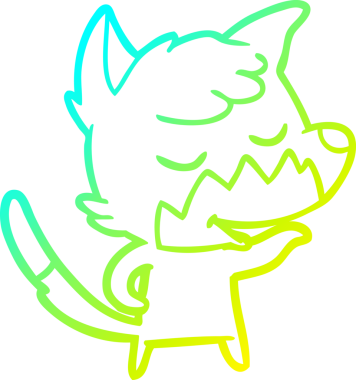 Bir insan tarafından çizilmiş dost canlısı bir tilkinin soğuk çizgi çizimi.