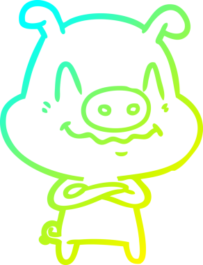 Bir insan tarafından çizilmiş bir domuz çizgi filminin soğuk gradyanı.