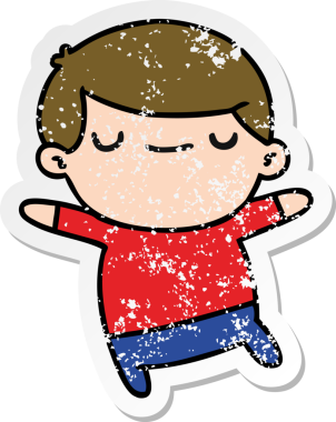 Bir insan tarafından çizilmiş kawaii yakışıklı bir çocuğun sıkıntılı karikatür çizimi