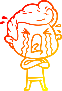 Bir insan tarafından çizilmiş, ağlayan bir çizgi film karakteri.