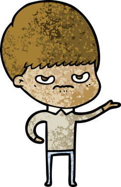 Bir insan tarafından çizilmiş kızgın bir çocuk.