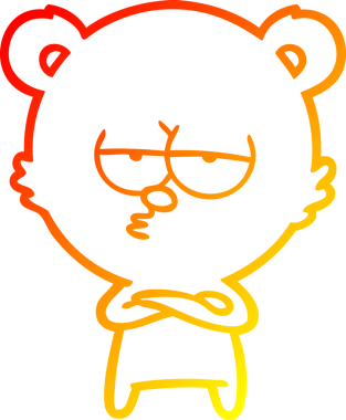 Bir insan tarafından çizilmiş, sıkılmış bir ayı çizgi filminin sıcak gradyanı.