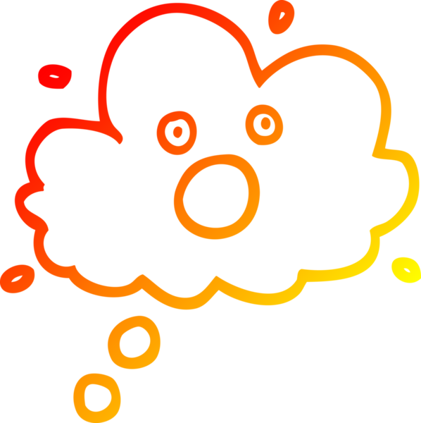 Bir insan tarafından çizilen çığlık atan düşünce bulutunun sıcak çizgi çizimi