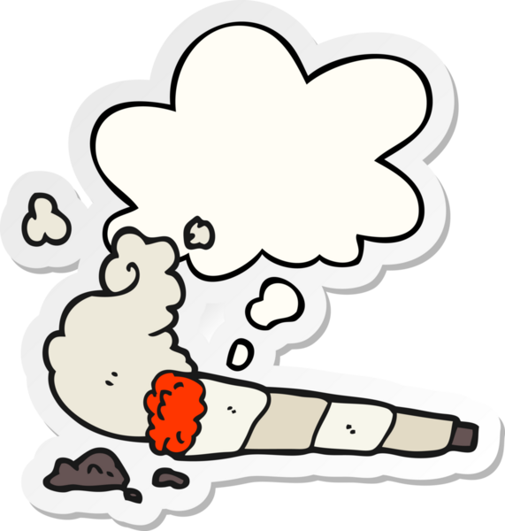 Düşünce baloncuklu çizgi film sigarası insan tarafından çizilmiş bir çıkartma gibi.