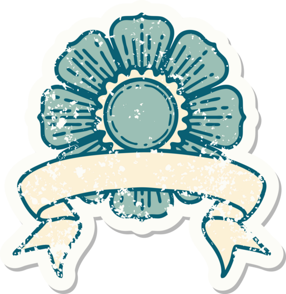 Bir insan tarafından çizilmiş çiçeğin bayrağını taşıyan eski bir etiket.