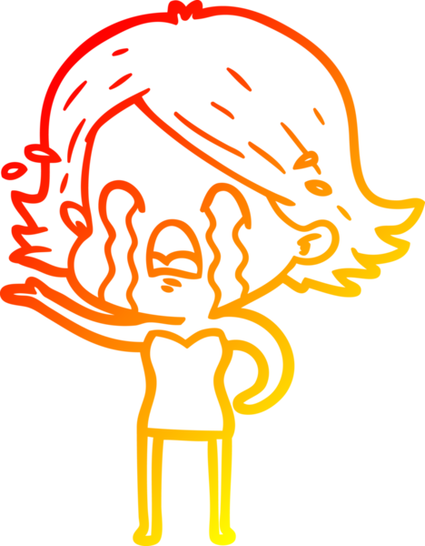 Bir insan tarafından çizilmiş, ağlayan bir çizgi kadın çizimi.