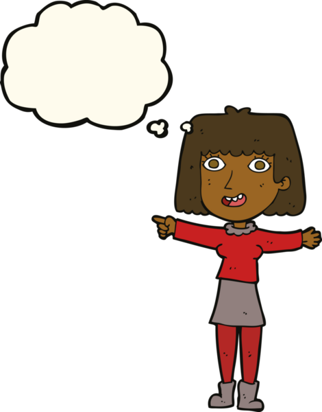 çizgi film mutlu kadın bir insan tarafından çizilen düşünce baloncuğu ile işaret