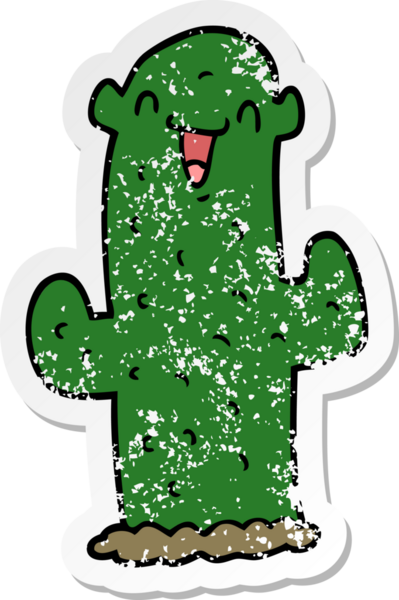 Bir insan tarafından çizilmiş bir kaktüsün sıkıntılı çıkartması.