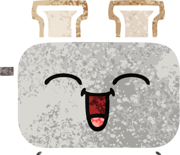 Bir insan tarafından çizilmiş bir tost makinesinin retro çizim stili karikatürü