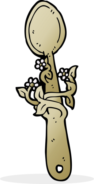 Bir insan tarafından çizilmiş tahta kaşık.