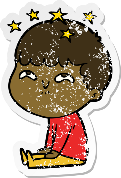 Bir çizgi filmin sıkıntılı çıkartması Bir insan tarafından çizilmiş hayret verici bir çocuk