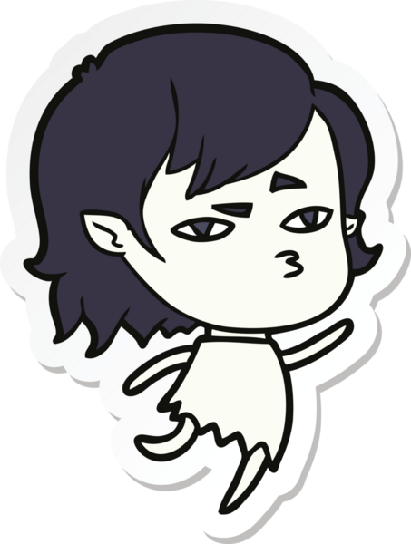 Bir insan tarafından çizilmiş vampir bir kızın çıkartması.